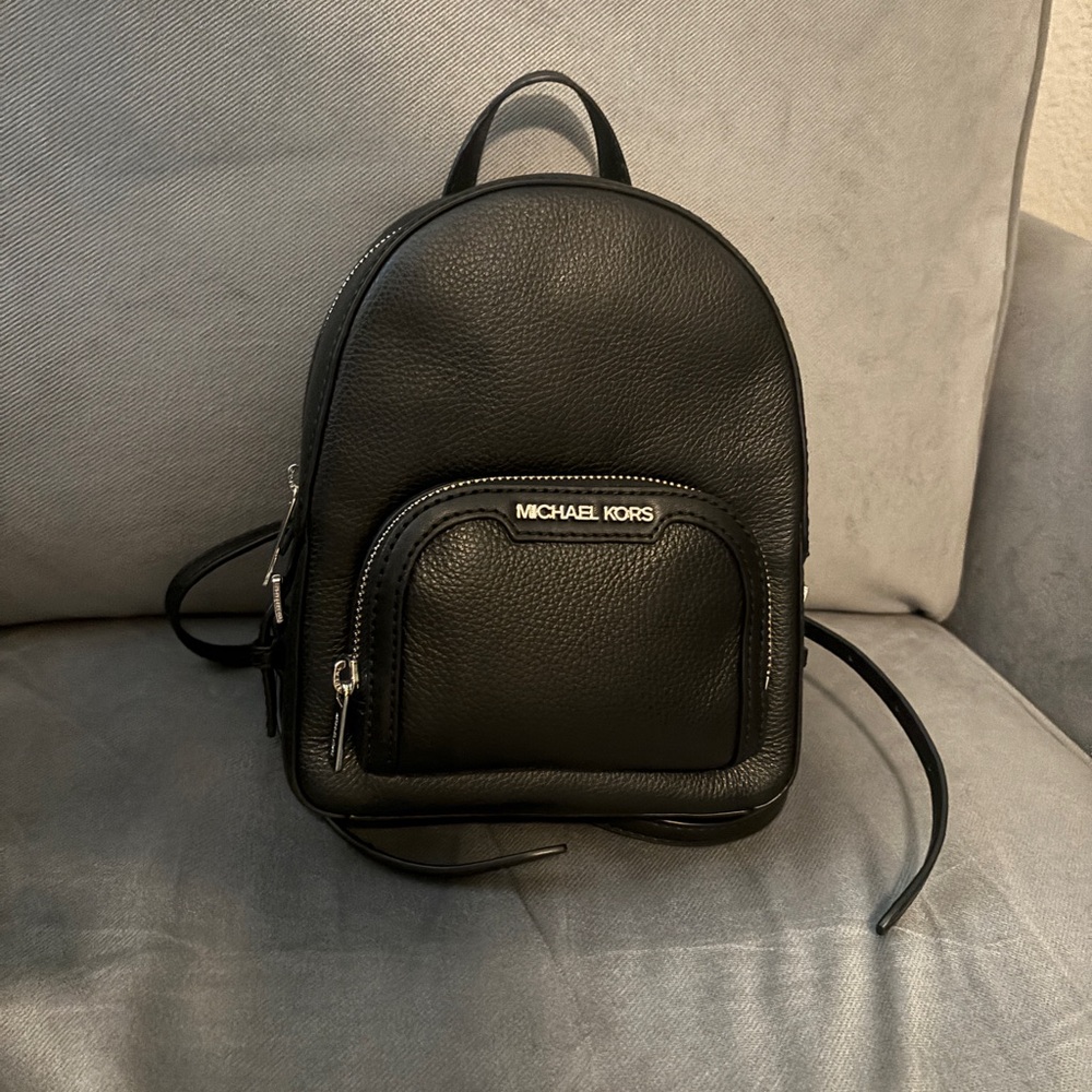 Michael Kors Black Pebbled Leather Backpack